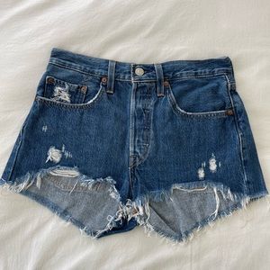 Levi's Blue Distressed Jean Shorts